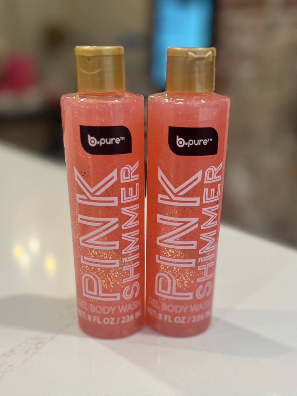Pure Collection Pink Shimmer Gel Body Wash - Pink with Gold Cap (2-Pack)